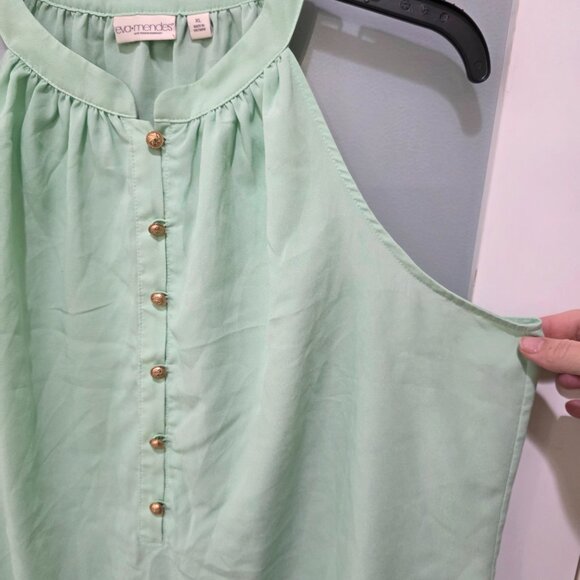 Eva Mendes Womens Sleeveless Tank Top Lot XL Mint Green Pink Button Front Blouse - Picture 6 of 15